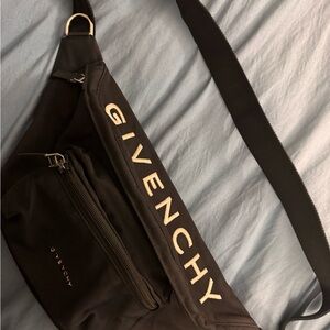 Givenchy Black Belt Bag with White Logo